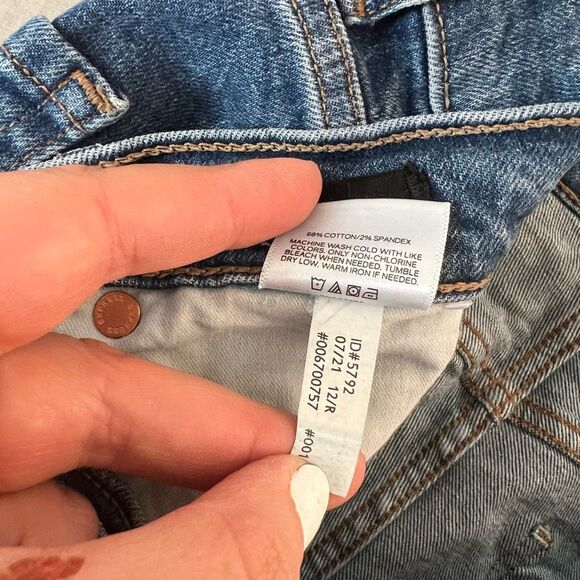 Express Blue Whiskered High Waisted 90's Bootcut Cotton Blended Jeans Size 12 - Picture 10 of 11